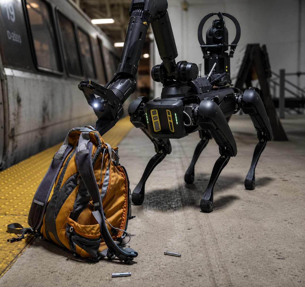 Spot em inspeção de pacote suspeito em plataforma de metrô